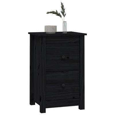 Yöpöydät 2 kpl musta 40x35x61,5 cm täysi mänty