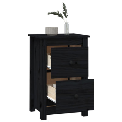 Yöpöydät 2 kpl musta 40x35x61,5 cm täysi mänty