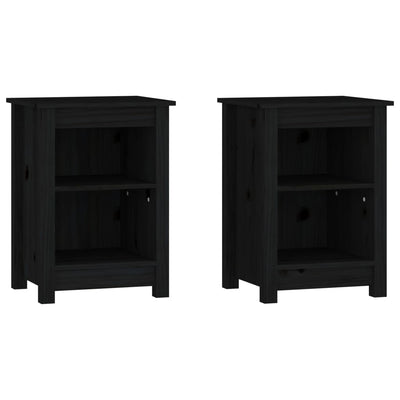 Yöpöydät 2 kpl musta 40x35x55 cm täysi mänty