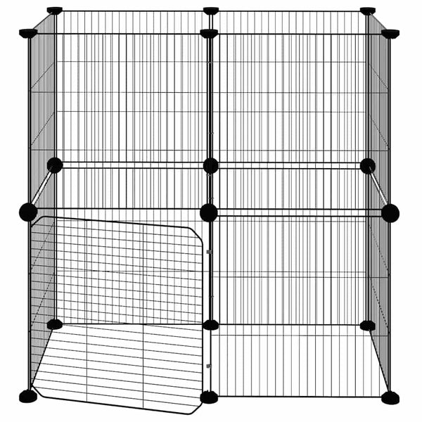 Lemmikkihäkki ovella musta 12-paneelinen 35x35 cm teräsmateriaalia