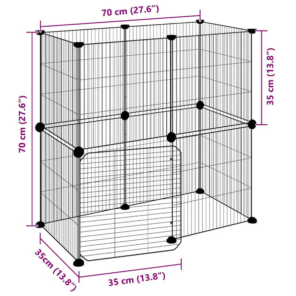 Lemmikkihäkki ovella musta 12-paneelinen 35x35 cm teräsmateriaalia
