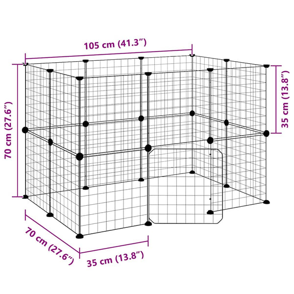 20-paneelinen lemmikkihäkki ovella musta 35x35 cm teräs