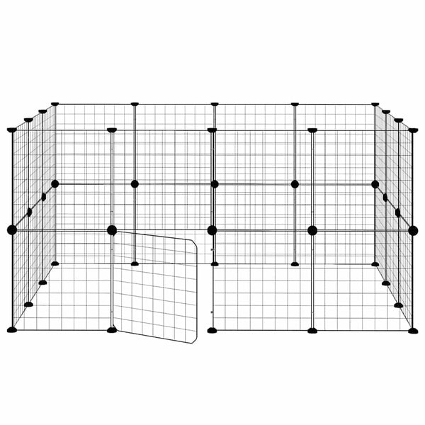 28-paneelinen lemmikkihäkki ovella musta 35x35 cm teräs