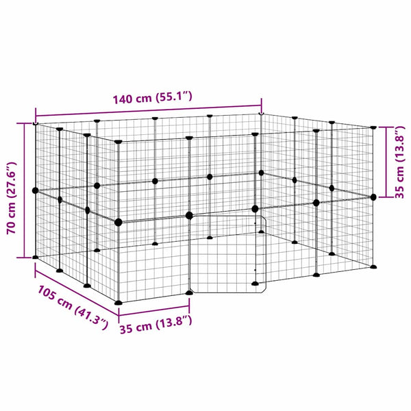 28-paneelinen lemmikkihäkki ovella musta 35x35 cm teräs