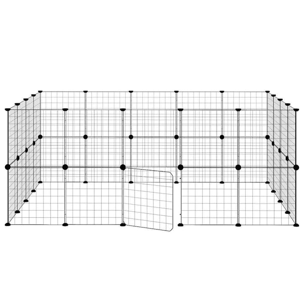 36-paneelinen lemmikkihäkki ovella musta 35x35 cm teräs