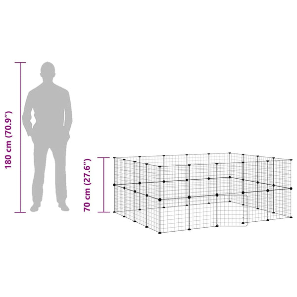 36-paneelinen lemmikkihäkki ovella musta 35x35 cm teräs