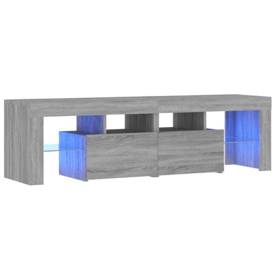 TV-taso LED-valoilla harmaa Sonoma 140x36,5x40 cm