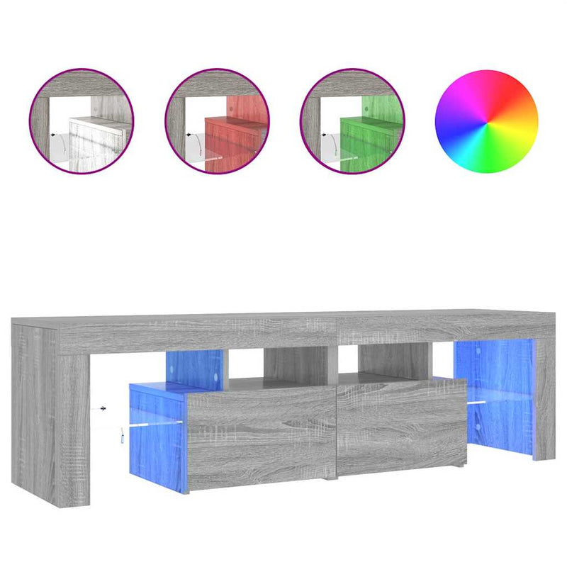 Harmaa tv-taso led-valoilla Grozdana 140x36,5x40cm