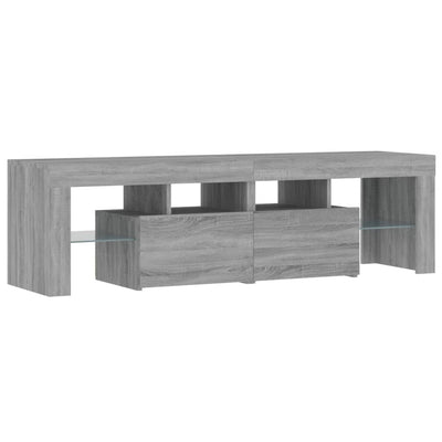TV-taso LED-valoilla harmaa Sonoma 140x36,5x40 cm
