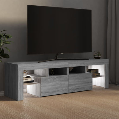 TV-taso LED-valoilla harmaa Sonoma 140x36,5x40 cm