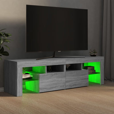 TV-taso LED-valoilla harmaa Sonoma 140x36,5x40 cm