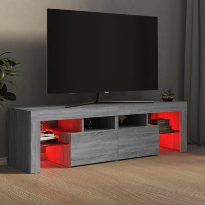 TV-taso LED-valoilla harmaa Sonoma 140x36,5x40 cm