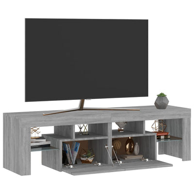 TV-taso LED-valoilla harmaa Sonoma 140x36,5x40 cm