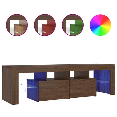 Ruskea tammi tv-taso led-valoilla Grozdana 140x36,5x40cm