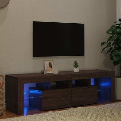 Ruskea tammi tv-taso led-valoilla Grozdana 140x36,5x40cm