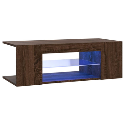 TV-taso LED-valoilla ruskea tammi 90x39x30 cm