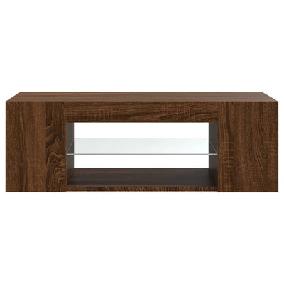 TV-taso LED-valoilla ruskea tammi 90x39x30 cm