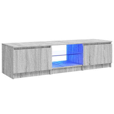 TV-taso LED-valoilla harmaa Sonoma 140x40x35,5 cm