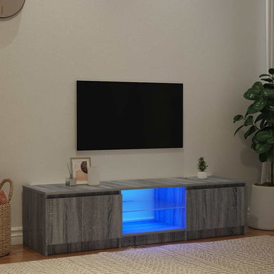 Harmaa tv-taso led-valoilla Dondos 140x40x35,5cm