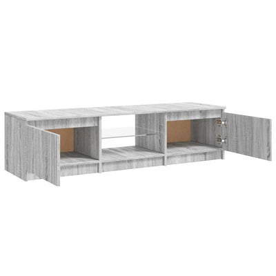 TV-taso LED-valoilla harmaa Sonoma 140x40x35,5 cm