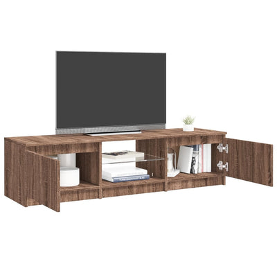 TV-taso LED-valoilla ruskea tammi 140x40x35,5 cm