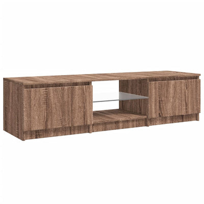 TV-taso LED-valoilla ruskea tammi 140x40x35,5 cm