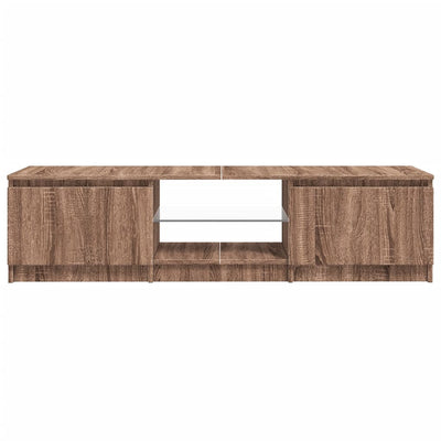 TV-taso LED-valoilla ruskea tammi 140x40x35,5 cm