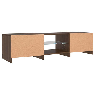 Ruskea tammi tv-taso led-valoilla Dondos 140x40x35,5cm