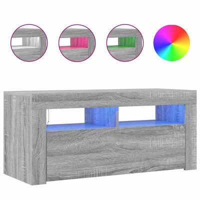 Harmaa tv-taso led-valoilla Sanaa 90x35x40cm