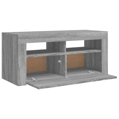 TV-taso LED-valoilla harmaa Sonoma 90x35x40 cm