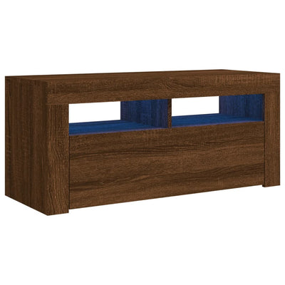 TV-taso LED-valoilla ruskea tammi 90x35x40 cm