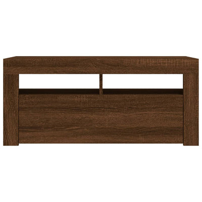 TV-taso LED-valoilla ruskea tammi 90x35x40 cm