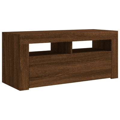 TV-taso LED-valoilla ruskea tammi 90x35x40 cm