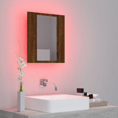 LED peilikaappi ruskea tammi 40x12x45 cm tekninen puu