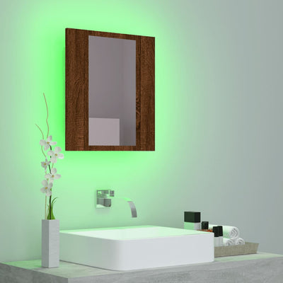 LED peilikaappi ruskea tammi 40x12x45 cm tekninen puu
