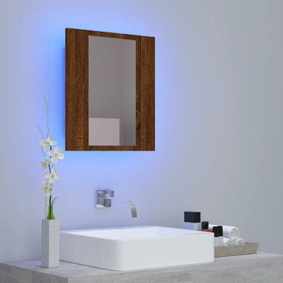 LED peilikaappi ruskea tammi 40x12x45 cm tekninen puu