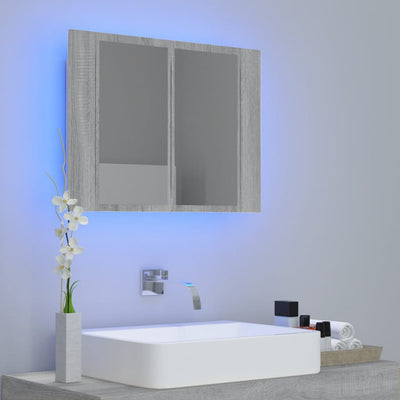 LED peilikaappi harmaa Sonoma 60x12x45 cm tekninen puu