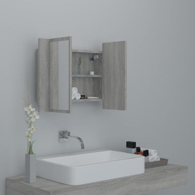 LED peilikaappi harmaa Sonoma 60x12x45 cm tekninen puu