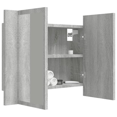 LED peilikaappi harmaa Sonoma 60x12x45 cm tekninen puu