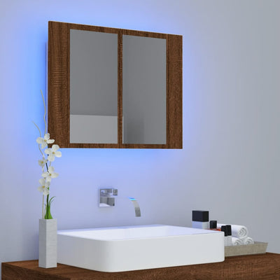 LED peilikaappi ruskea tammi 60x12x45 cm tekninen puu