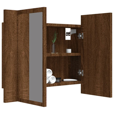 LED peilikaappi ruskea tammi 60x12x45 cm tekninen puu