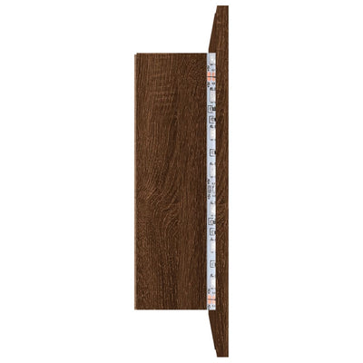 LED peilikaappi ruskea tammi 60x12x45 cm tekninen puu