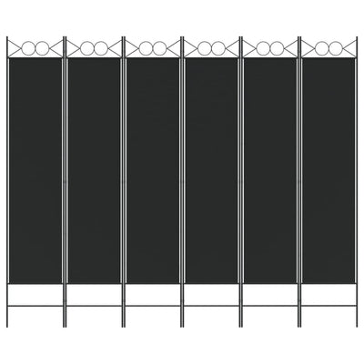 6-paneelinen Tilanjakaja musta 240x200 cm kangas