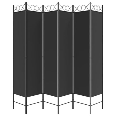 6-paneelinen Tilanjakaja musta 240x200 cm kangas