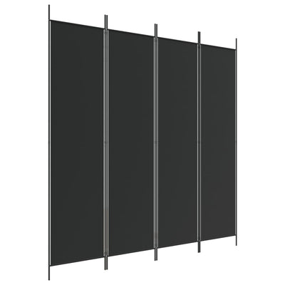 4-Paneelinen Tilanjakaja musta 200x200 cm kangas