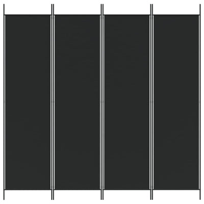 4-Paneelinen Tilanjakaja musta 200x200 cm kangas