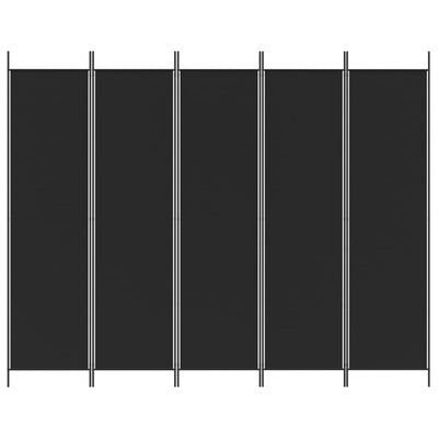 5-paneelinen Tilanjakaja musta 250x200 cm kangas