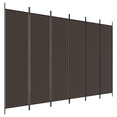 6-paneelinen Tilanjakaja ruskea 300x200 cm kangas