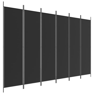 6-paneelinen Tilanjakaja musta 300x200 cm kangas