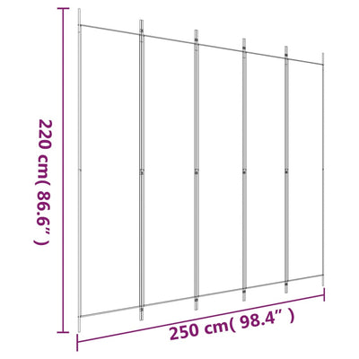 5-paneelinen Tilanjakaja antrasiitti 250x220 cm kangas